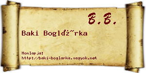 Baki Boglárka névjegykártya